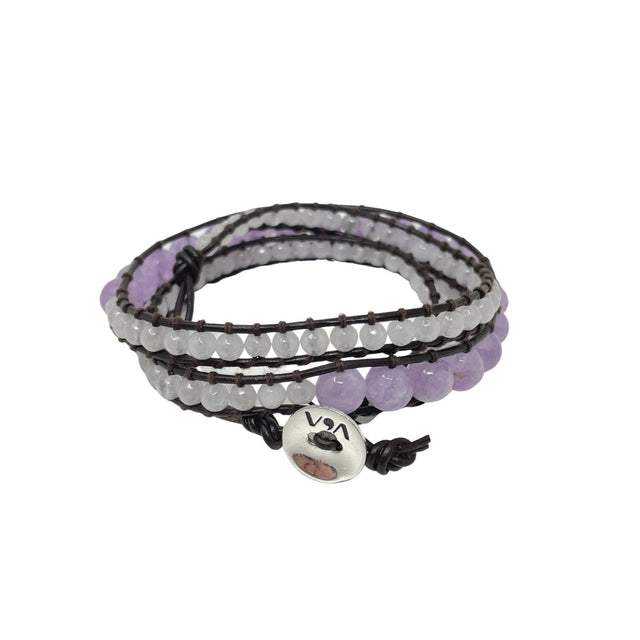 Celí - Amethyst and Moonstone Bracelet - 3 Wraps - Vestilarte
