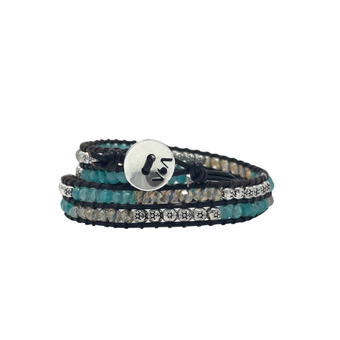  Celí - Amazonite and Crystal bracelet - 2 double turns