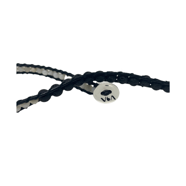 Celí - Mother of Pearl and Lava Stone Bracelet - 2 Wraps - Vestilarte