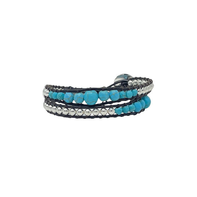 Celí - Bracelet with Turquoise - 2 Wraps - Vestilarte