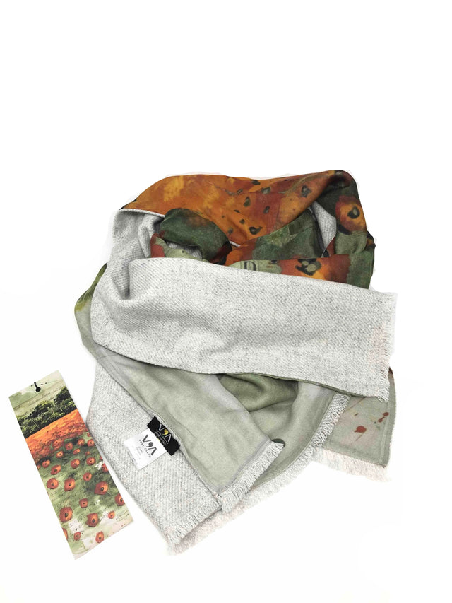 Papaveri e casolare Double Scarf - Domenico Monteforte - Vestilarte