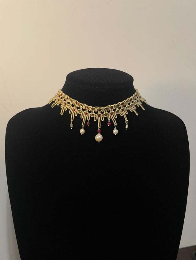 Solene – Collana con Swarovski, rubini e perle