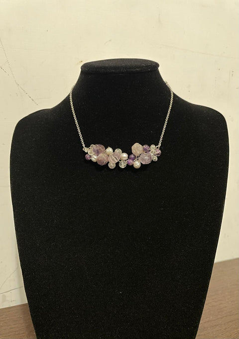 Isabella – Collana con ametista, quarzo rosa e perle