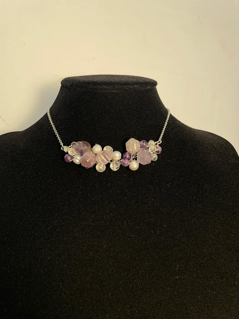 Isabella – Collana con ametista, quarzo rosa e perle