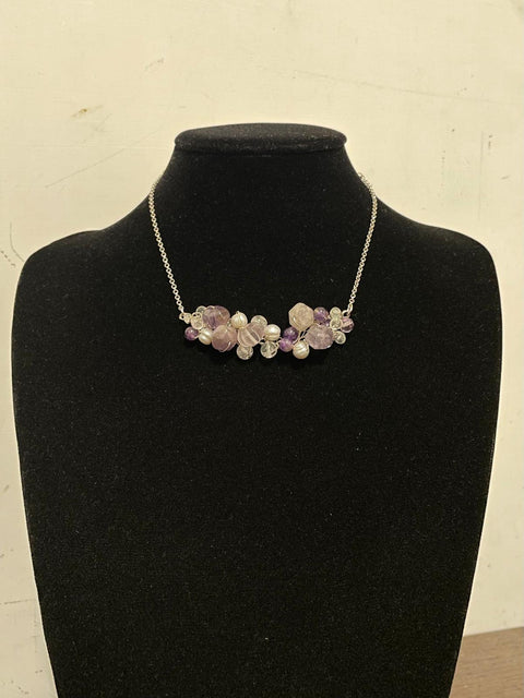  Isabella – Collana con ametista, quarzo rosa e perle