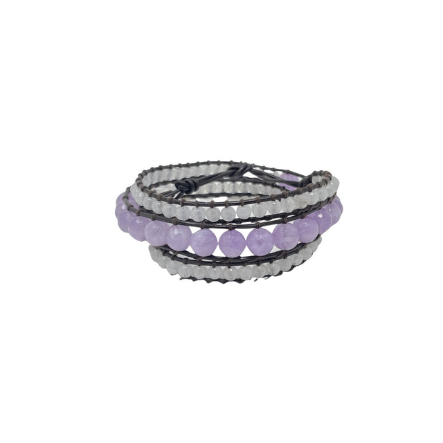 Celí - Amethyst and Moonstone Bracelet - 3 Wraps - Vestilarte