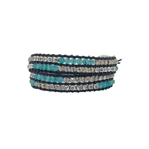 Celí - Amazonite and Crystal bracelet - 2 double turns
