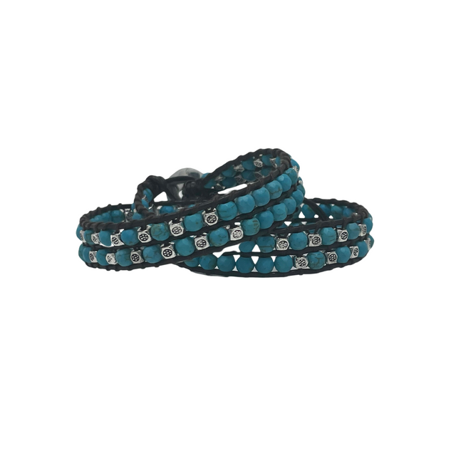 Celí - Bracelet with Turquoise - 2 Double Wraps - Vestilarte