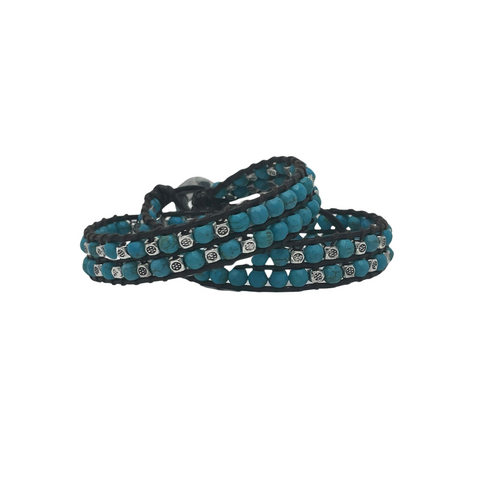  Celí - Bracelet with Turquoise - 2 Double Wraps