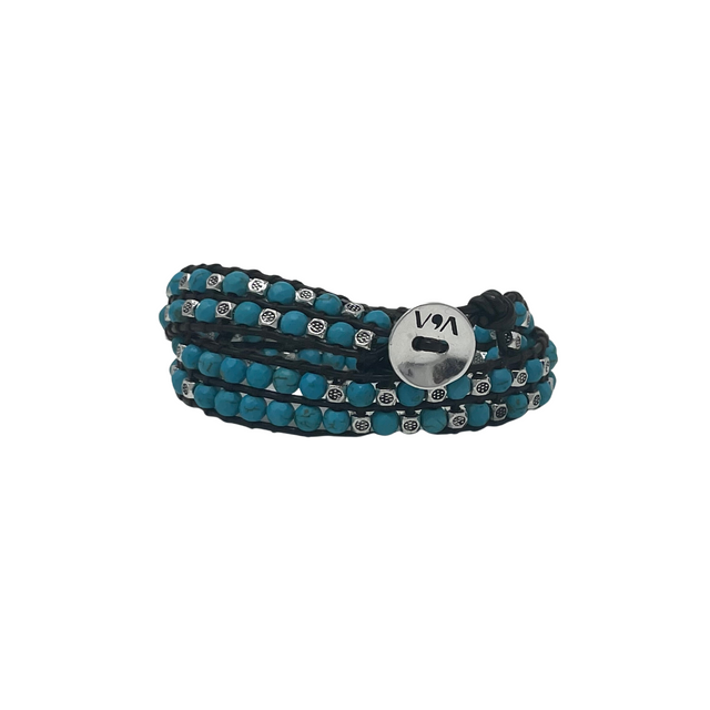 Celí - Bracelet with Turquoise - 2 Double Wraps - Vestilarte